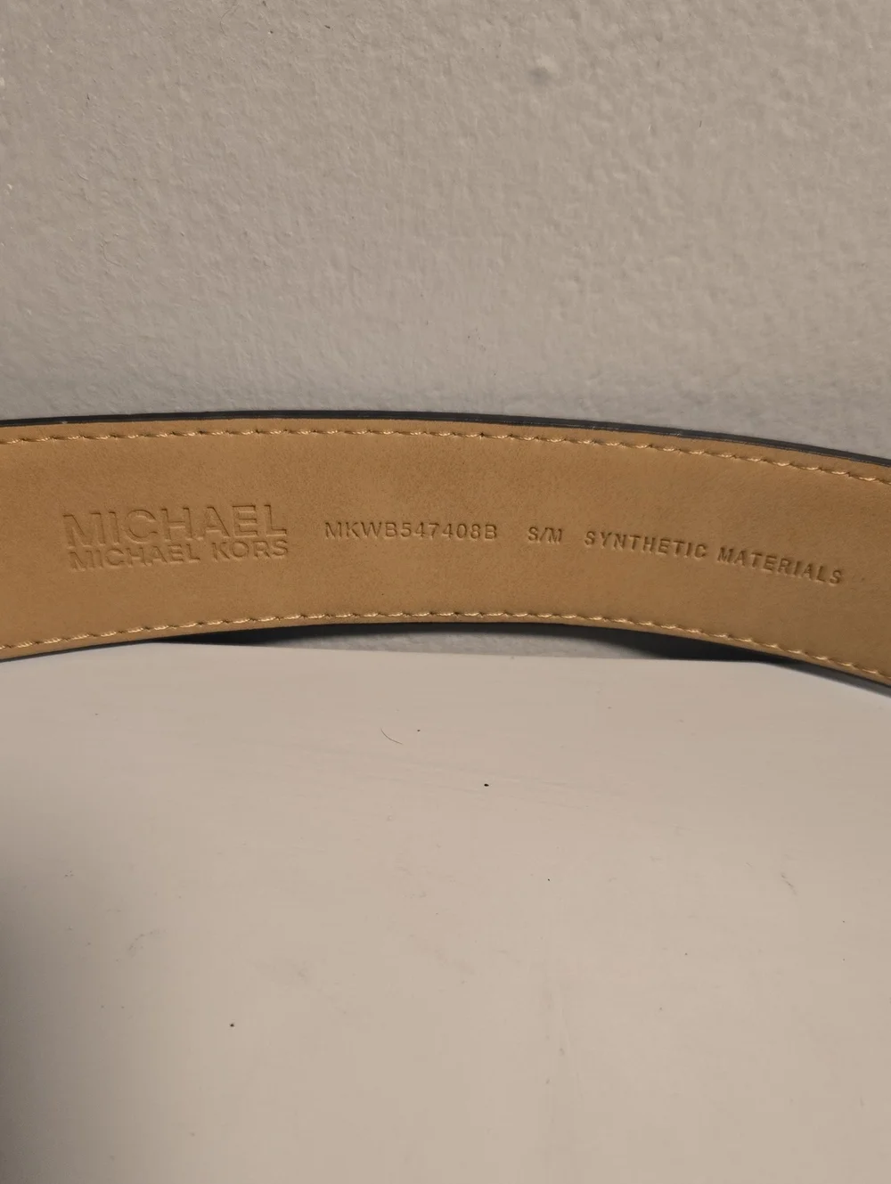 Michael Kors Black Logo Leather Belt with Gold Buckle